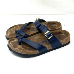 Birkenstock Betula Mia Navy Blue Leather Sandals Gold Buckle Women’s EU 42 US 11